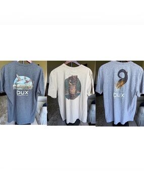 Bundle of 3 DUX Short Sleeve Tees- Gray, Charcoal and Tan, Size XL 100% Cotton